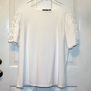 Susan Graver Size 1X white cotton top